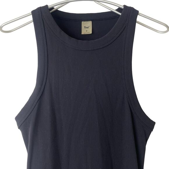 TNA Ribbed Black Juno Dress Fitted Short Size Medium - Picture 2 of 6